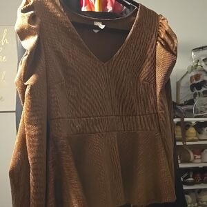 Elegant Brown Long Sleeve Top
